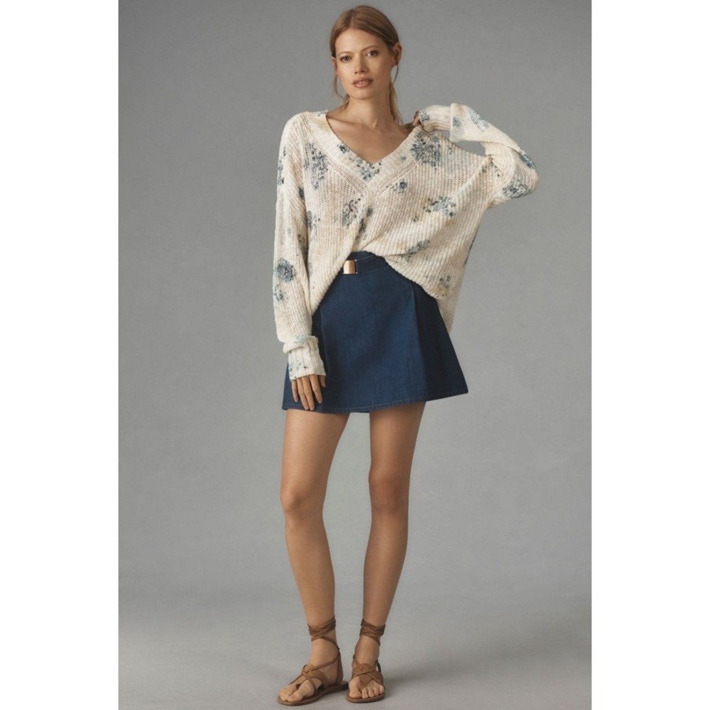 Pilcro Anthropologie Slouchy Oversized Boho Baggy V-Neck Sweater Size XS 💙